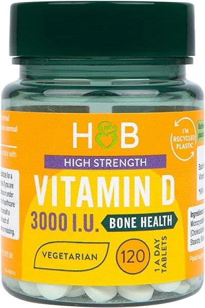 Holland & Barrett D vitamīns ar augstu devu, 3000 SV — 120 tabletes