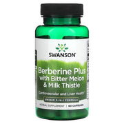 Swanson Berberine Plus ar rūgto melonu un piena dadzi – 60 kapsulas