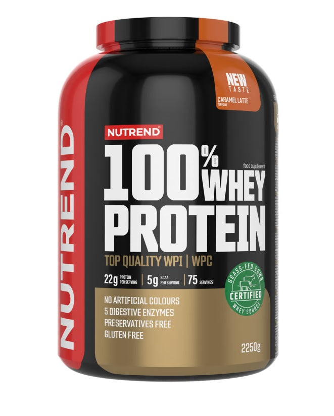 Nutrend 100% sūkalu olbaltumvielu pulveris, karameļu latte – 2250 g