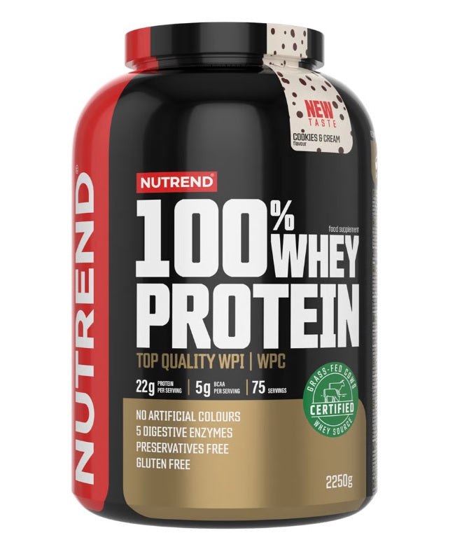 Nutrend 100% Whey Protein pulveris, cepumi un krējums - 2250 g
