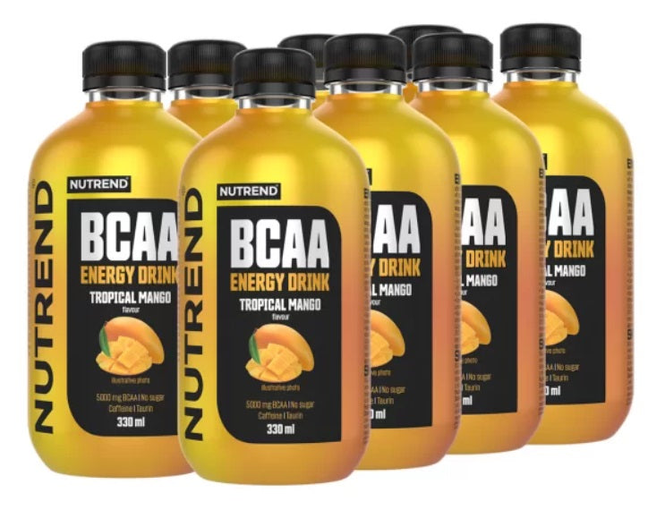 Nutrend BCAA enerģijas dzēriens, tropu mango garša – 8 x 330 ml.