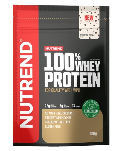 Nutrend 100% sūkalu proteīna pulveris, cepumi un krējums - 400 g