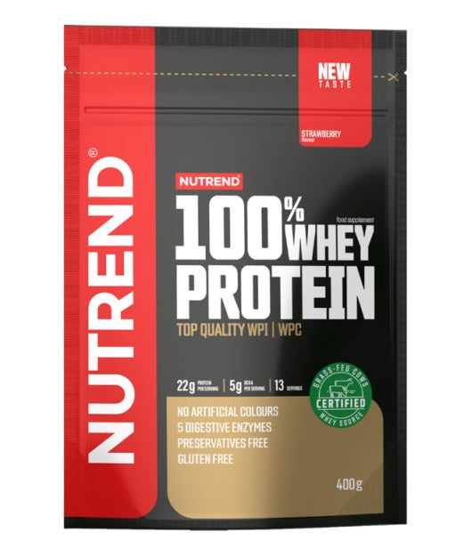Nutrend 100% sūkalu olbaltumvielas, zemeņu garša - 400 g