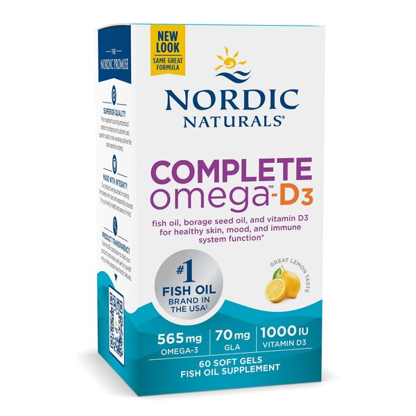 Nordic Naturals Complete Omega - D3, 565 mg citrona garša – 120 kapsulas