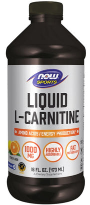 NOW Foods šķidrais L-karnitīns, 1000 mg citrusaugļu – 473 ml.