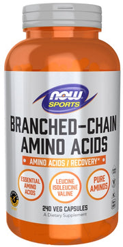 NOW Foods sazaroto ķēdes aminoskābes – 240 kapsulas