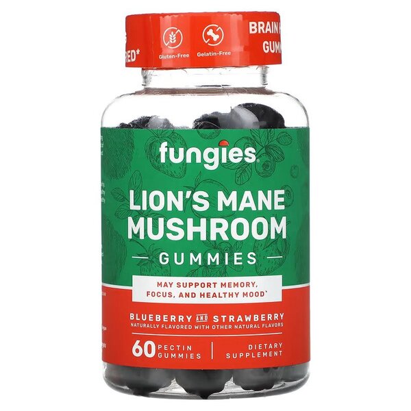 Fungies Lauvu krēpes sēņu gumijas, mellenes un zemenes – 60 gumijas konfektes