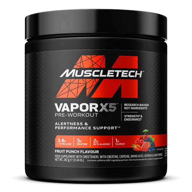 MuscleTech Vapor X5 pirms treniņa, augļu garša – 247 g