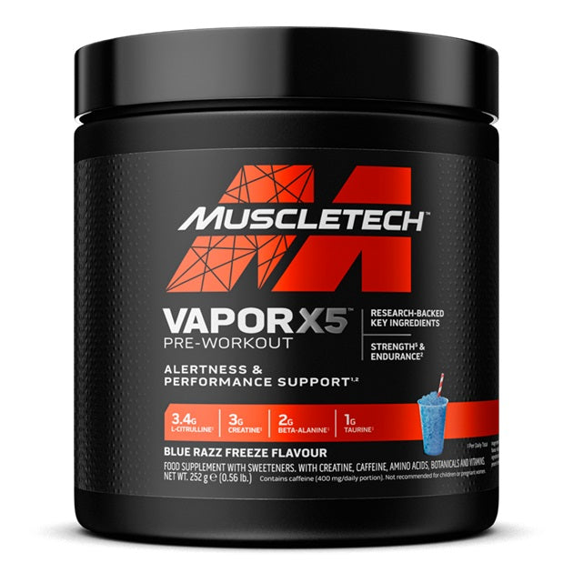 MuscleTech Vapor X5 pirms treniņa, Blue Razz Freeze – 252 g