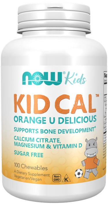 NOW Foods Kid Cal, apelsīnu garša, U Delicious – 100 košļājamās tabletes