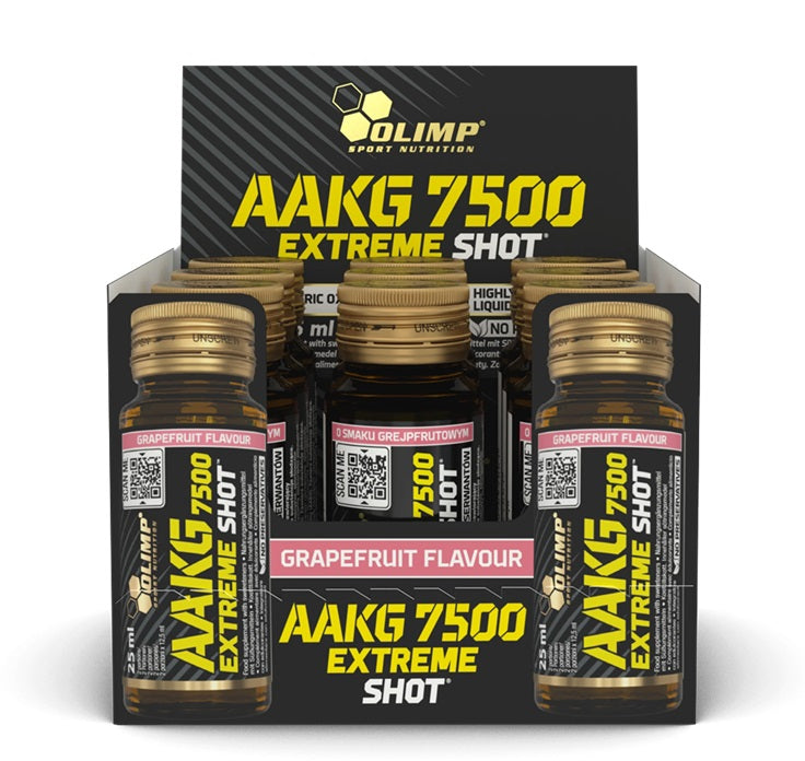 Olimp Nutrition AAKG 7500 Extreme Shot, greipfrūtu garša – 9 x 25 ml.