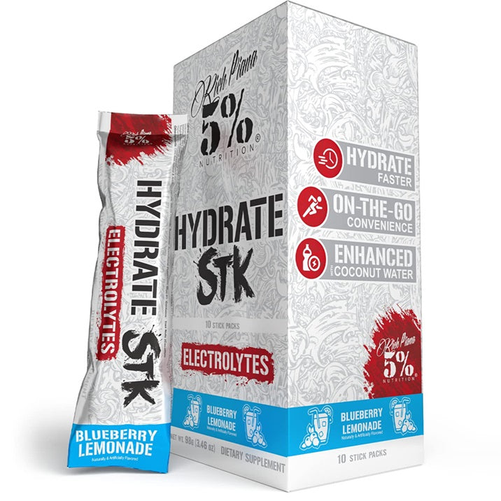 5% Nutrition Nutrition Hydrate – leģendārās sērijas stiku iepakojums, melleņu limonāde – 10 x 9 g