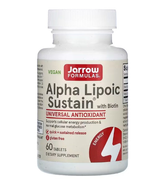 Jarrow Formulas Alpha Lipoic Sustain ar biotīnu – 60 tabletes
