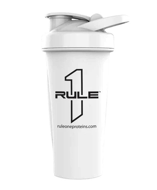 Rule One R1 šeikeris ar kontūrētu logotipu, balts - 600 ml.
