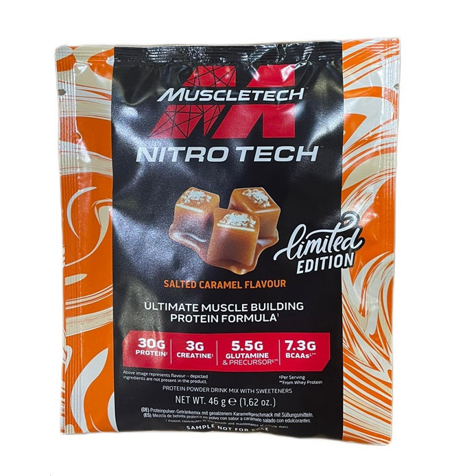 MuscleTech Nitro-Tech, sāļās karameles garša – 46 g (1 porcija)
