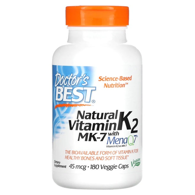 Doctor's Best dabīgais vitamīns K2 MK7 ar MenaQ7, 45 mcg – 180 kapsulas