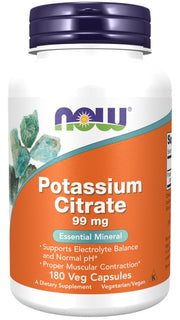 NOW Foods kālija citrāts, 99 mg - 180 kapsulas