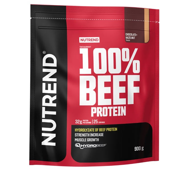 Nutrend 100 % liellopa gaļas proteīna dzēriens ar šokolādes un lazdu riekstu garšu – 900 g