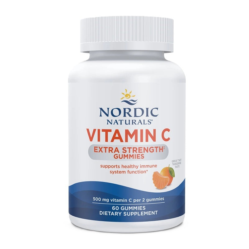 Nordic Naturals īpaši spēcīgas C vitamīna gumijas tabletes ar mandarīnu garšu — 60 gumijas tabletes