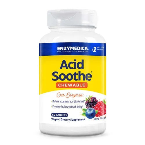 Enzymedica Acid Soothe košļājamās tabletes, ogu garša — 60 tabletes