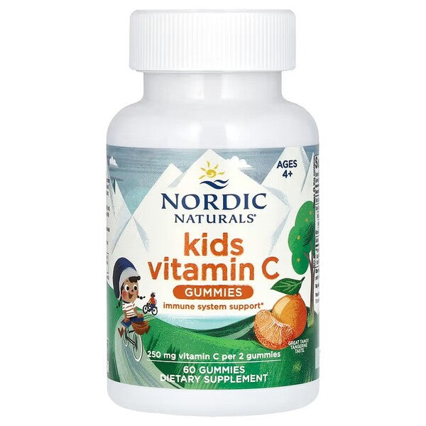 Nordic Naturals C vitamīna gumijas lācīši bērniem ar skābenu mandarīna garšu – 60 gumijas lācīši