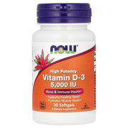 NOW Foods vitamīns D-3, 5000 IU – 30 kapsulas