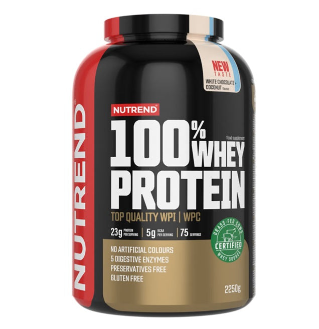 Nutrend 100% sūkalu olbaltumvielas, baltā šokolāde un kokoss - 2250 g