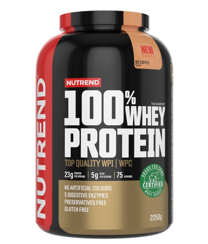 Nutrend 100% sūkalu proteīna pulveris, ledus kafija - 2250 g