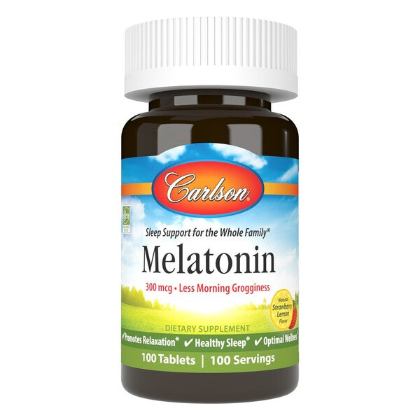Carlson Labs melatonīns, dabīgs zemeņu un citronu garšas – 100 tabletes