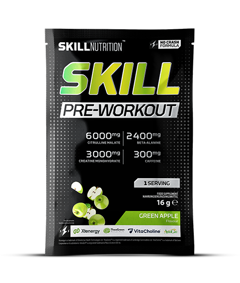 Skill Nutrition Pirms treniņa produkts, zaļais ābols — 16 g (1 porcija)