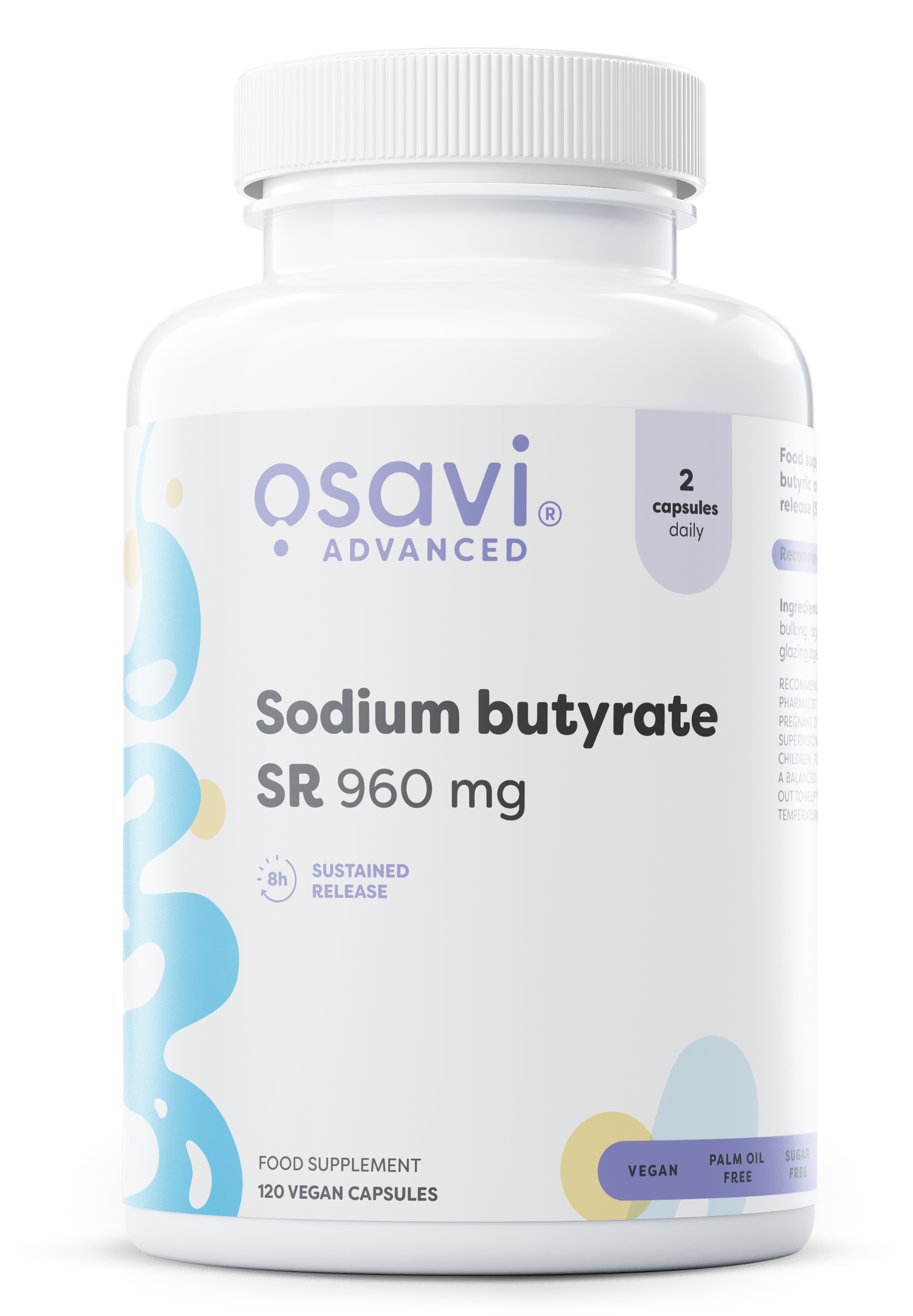 Produkto nuotrauka: Osavi Sodium butyrate SR, 960mg - 120 vegan caps