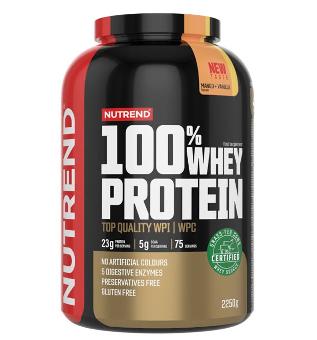 Nutrend 100% Whey Protein pulveris, mango un vaniļas garša – 2250 g