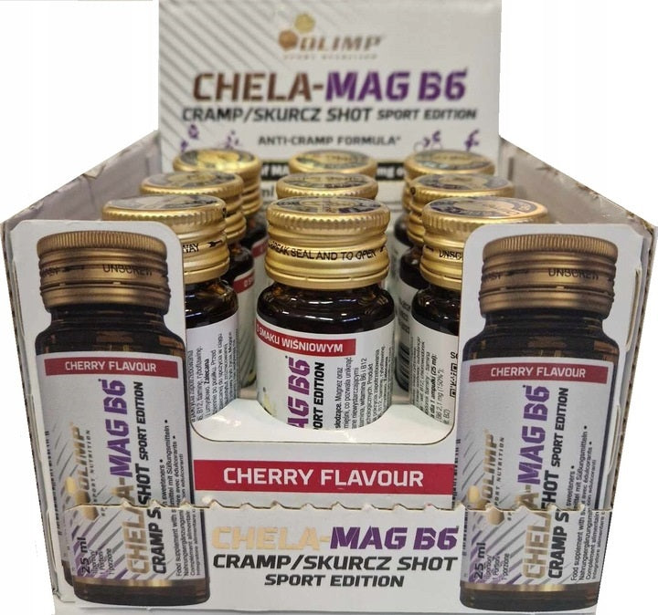 Olimp Nutrition Chela-Mag B6 krampju šots, ķiršu garša – 9 x 25 ml.