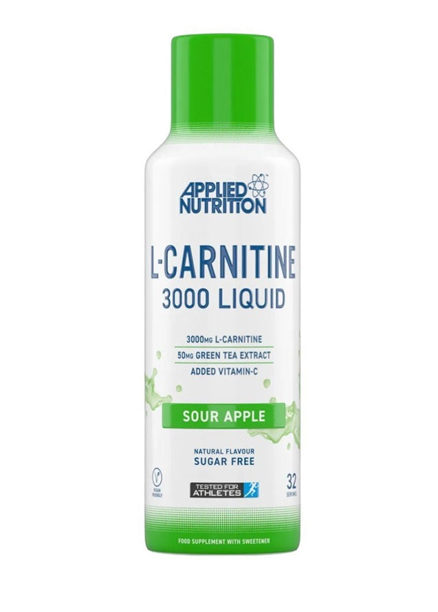 Applied Nutrition L-karnitīna šķidrums 3000, skābā ābola garša – 480 ml.