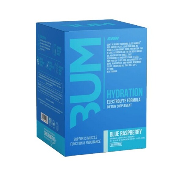 Raw Nutrition Bum Hydration, zilas raspberries – 20 x 6,1 g
