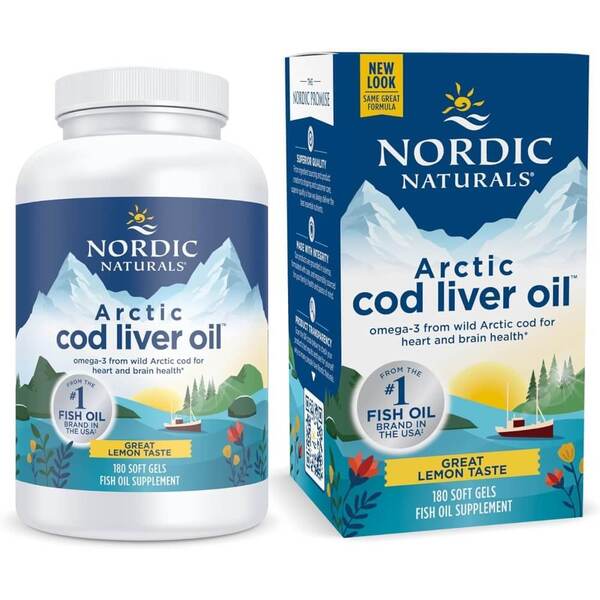 Nordic Naturals Arktikas mencu aknu eļļa, 750 mg, ar citronu garšu – 180 kapsulas