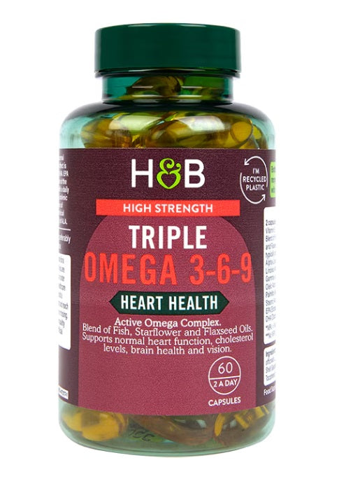 Holland & Barrett augstas stiprības trīskāršās omega 3 - 6 - 9 – 60 kapsulas
