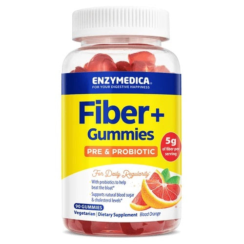 Enzymedica Fiber+ gumijas konfektes, asins apelsīnu garša - 90 gumijas konfektes