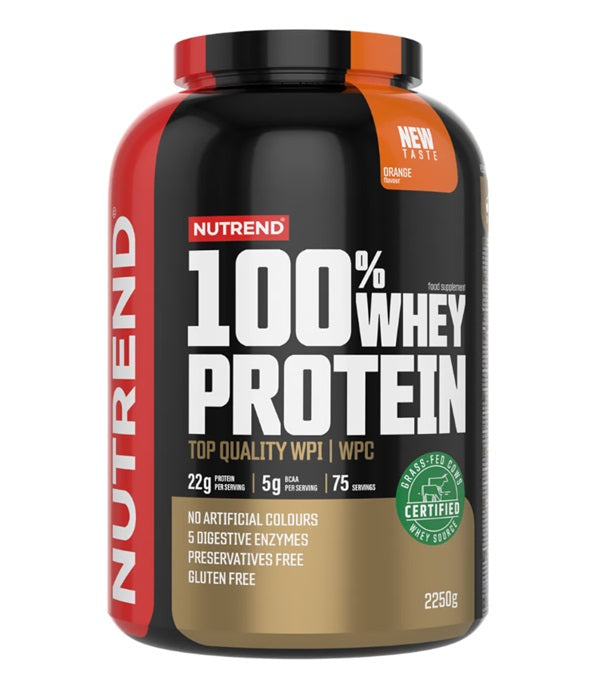 Nutrend 100% sūkalu proteīna pulveris, apelsīnu garša - 2250 g