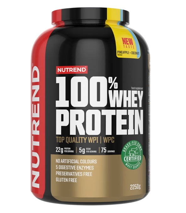 Nutrend 100% sūkalu proteīna pulveris, ananāsi un kokoss – 2250 g