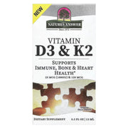 Nature's Answer D3 un K2 vitamīni – 15 ml.