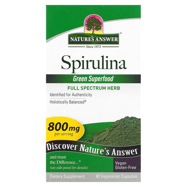Nature's Answer spirulīna, 800 mg – 90 kapsulas