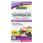 Nature's Answer Kid's Sambucus košļājamās tabletes ar melno plūškoku – 45 košļājamās tabletes