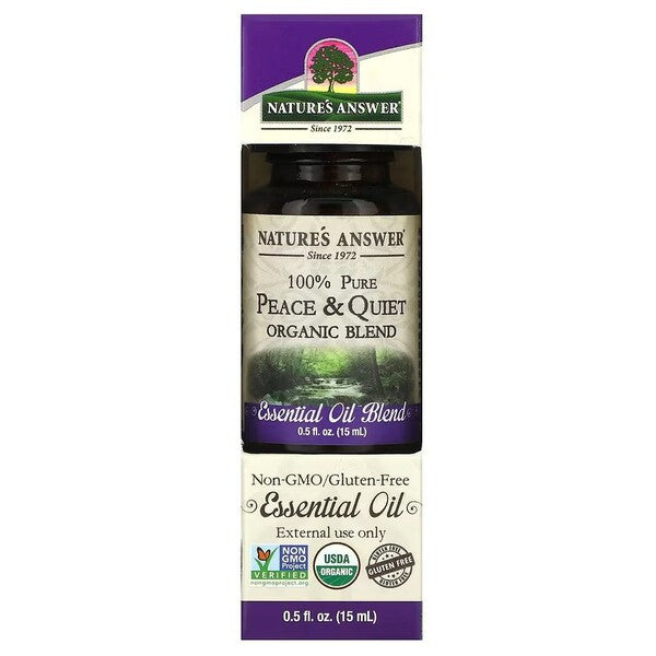 Nature's Answer 100% tīras miera un klusuma ēterisko eļļu maisījums – 15 ml.