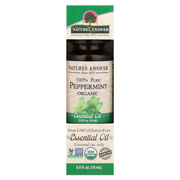 Nature's Answer 100 % tīra piparmētru ēteriskā eļļa – 15 ml.