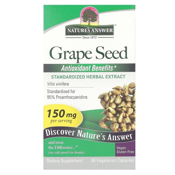 Nature's Answer vīnogu sēklu garša, 150 mg – 60 kapsulas