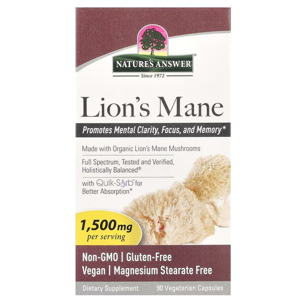 Nature's Answer Lion's Mane, 1500 mg – 90 kapsulas