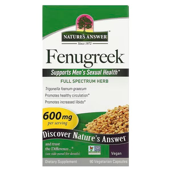 Nature's Answer grieķu trigonella, 600 mg – 90 kapsulas