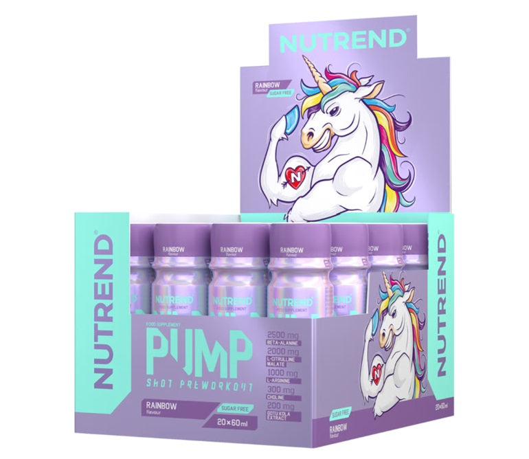 Nutrend Pump pirms treniņa dzēriens, Rainbow – 20 x 60 ml.
