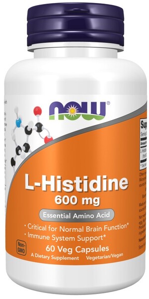 NOW Foods L-histidīns, 600 mg – 60 kapsulas